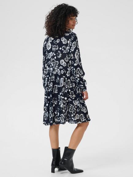 KAFFE Evity Amber Floral Dress containing LENZING™ ECOVERO™ Viscose, Black/White - view 2, Black/White
