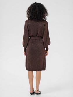 KAFFE Regina Metallic Crew Neck Jumper Dress - view 2, Dark Coffee