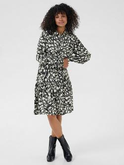 KAFFE Abstract Paint Print Midi Shirt Dress, Black/Turtledove, Black/Turtledove