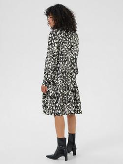 KAFFE Abstract Paint Print Midi Shirt Dress, Black/Turtledove - view 2, Black/Turtledove