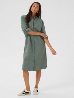 KAFFE Anaya Cotton Midi Shirt, Balsam Green