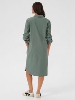 KAFFE Anaya Cotton Midi Shirt - view 2, Balsam Green