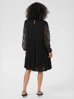 KAFFE Long Sleeve Tiered Midi Dress, Black Deep - view 2, Black Deep