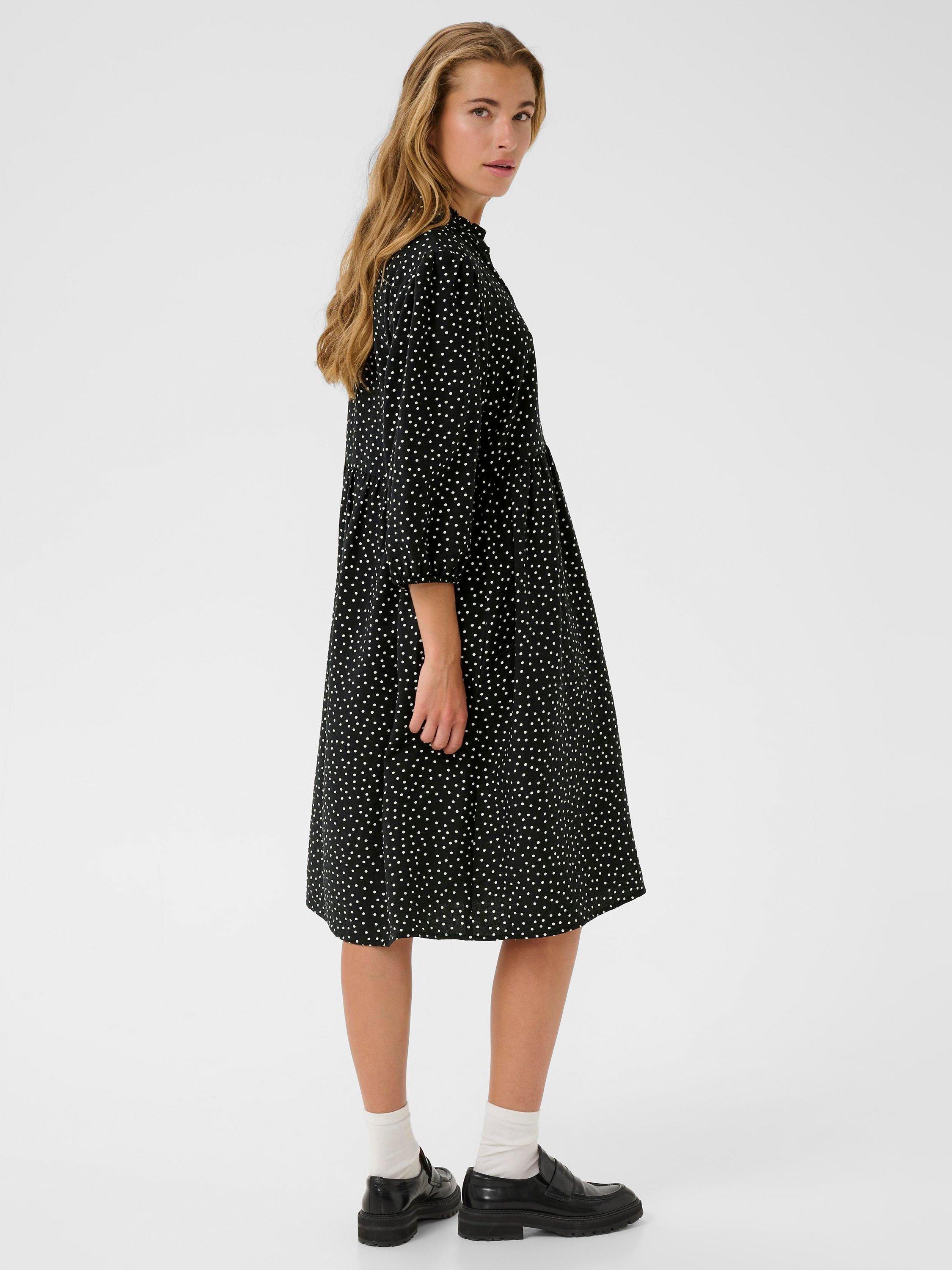Product image 2 of 6, which shows KAFFE Rea Polka Dot Midi Dress, Black/Multi, 8