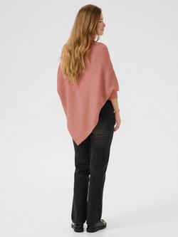 KAFFE Jennie Knit Roll Neck Poncho - view 2, Light Mahogany