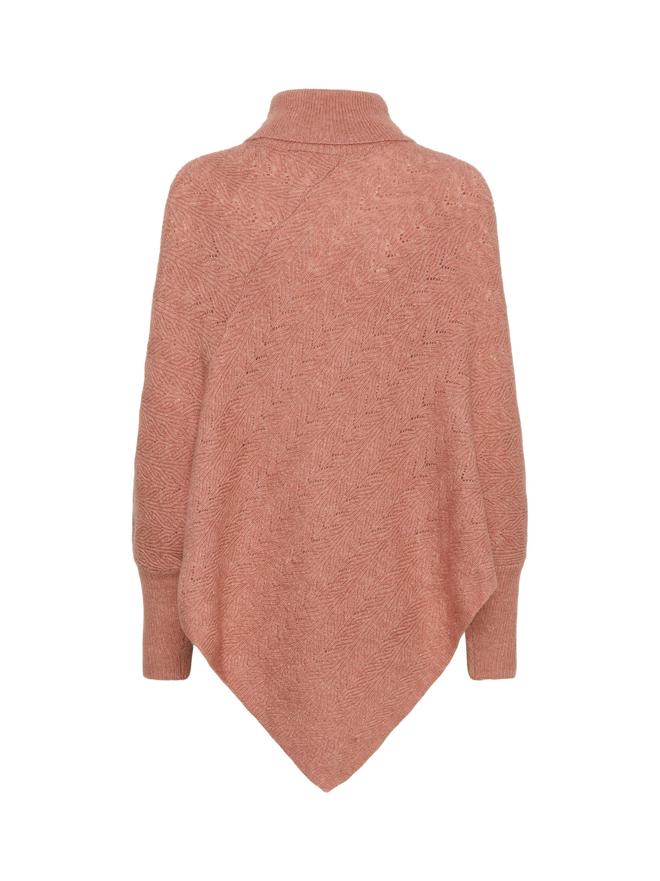 Product image 6 of 6, which shows KAFFE Jennie Knit Roll Neck Poncho, Light Mahogany, One Size