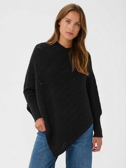 KAFFE Oline Round Neck Poncho, Black Deep
