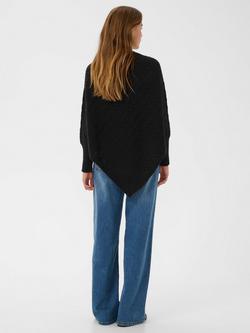 KAFFE Oline Round Neck Poncho - view 2, Black Deep