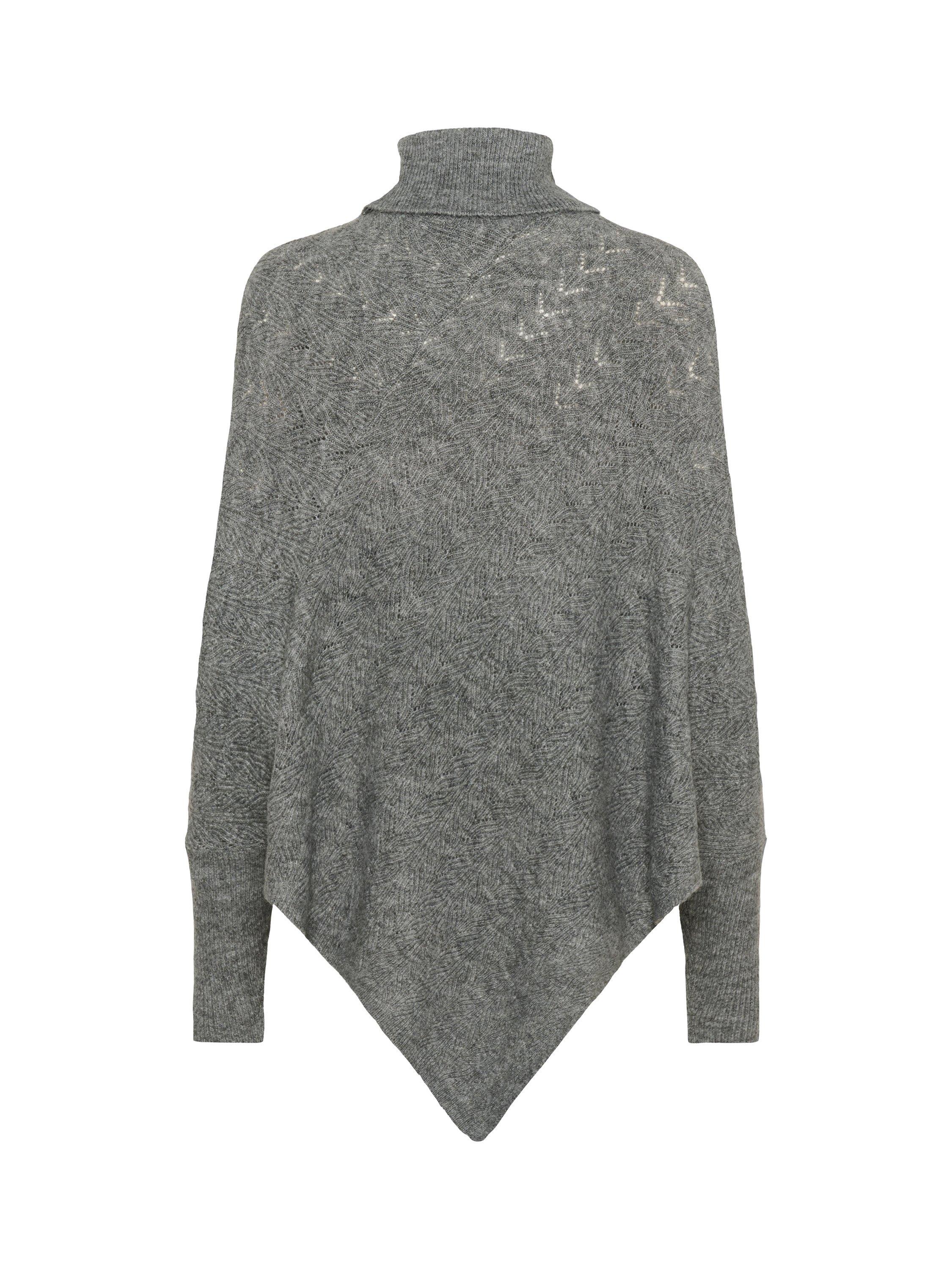 Product image 6 of 6, which shows KAFFE Jennie Knit Roll Neck Poncho, Dark Grey, One Size