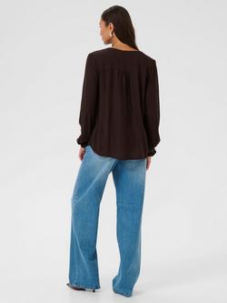 KAFFE Amber Long Sleeve V-Neck Blouse - view 2, Black Coffee