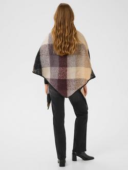 KAFFE  KAelaine Check Pattern Open Neck Poncho - view 2, Brown