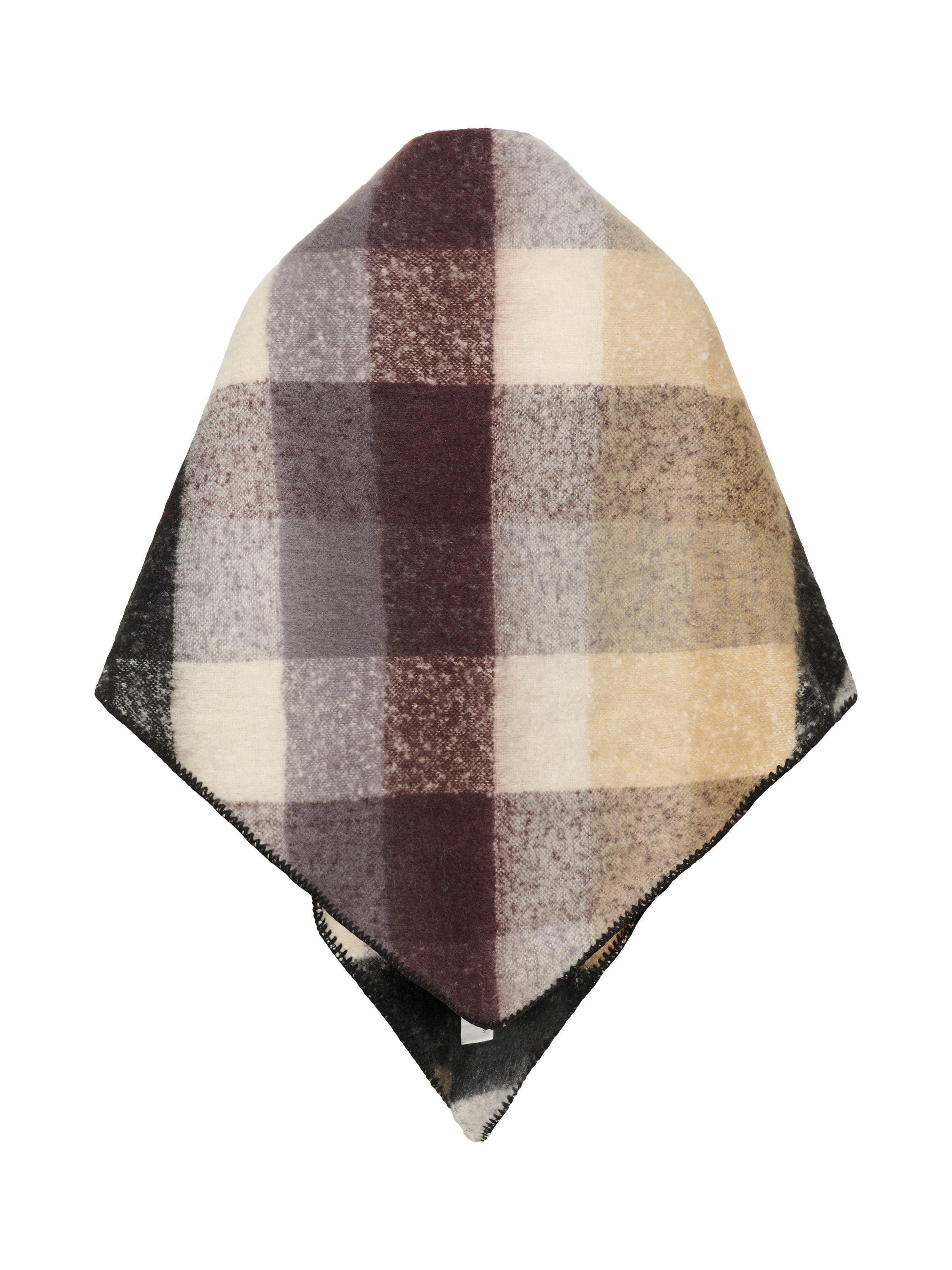 Product image 6 of 6, which shows KAFFE  KAelaine Check Pattern Open Neck Poncho, Brown, One Size