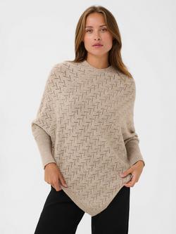 KAFFE Oline Round Neck Poncho, Feather Gray Melange