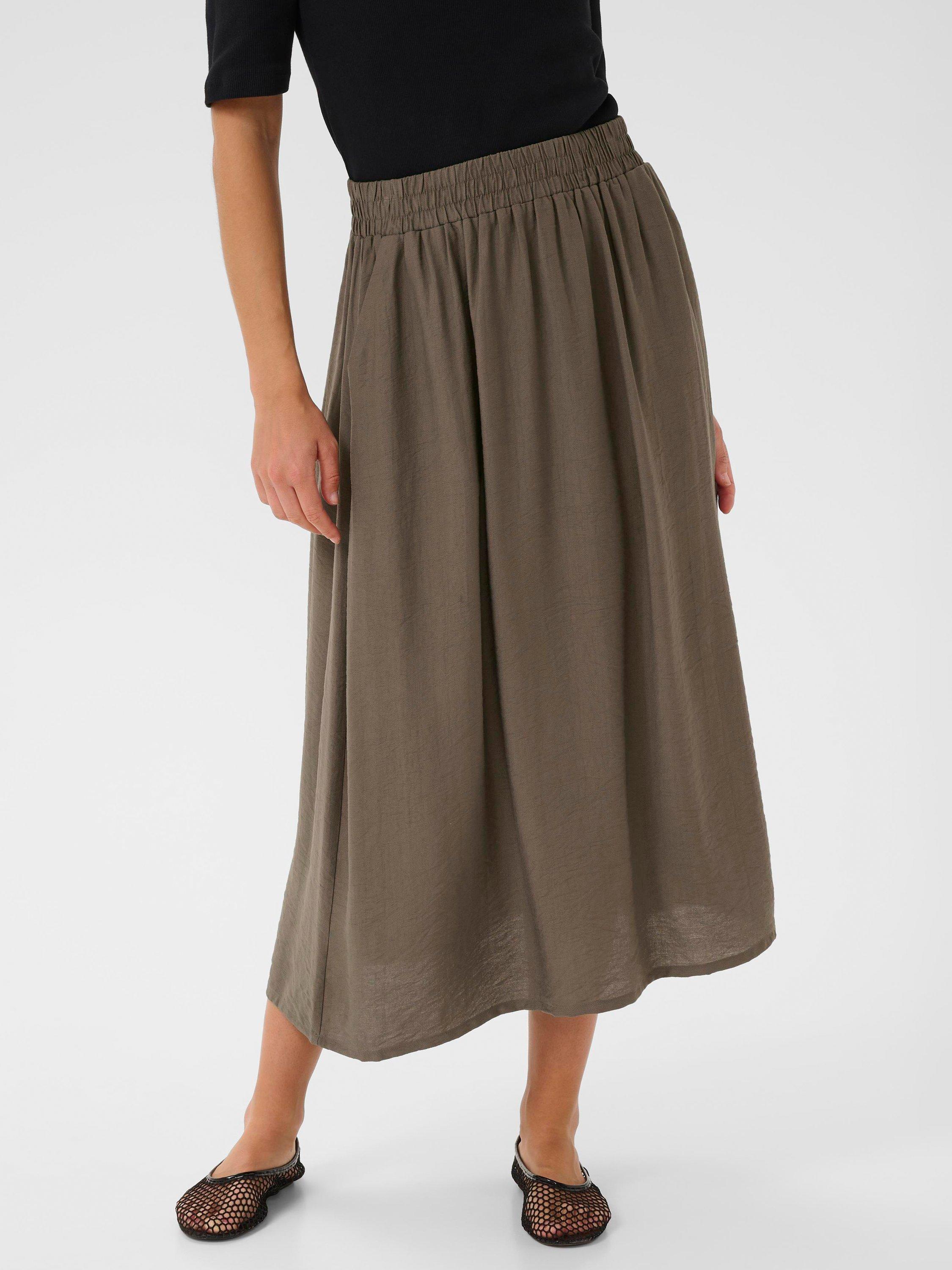 Product image 1 of 6, which shows KAFFE Rea A-Line Midi Skirt, Morel, 8