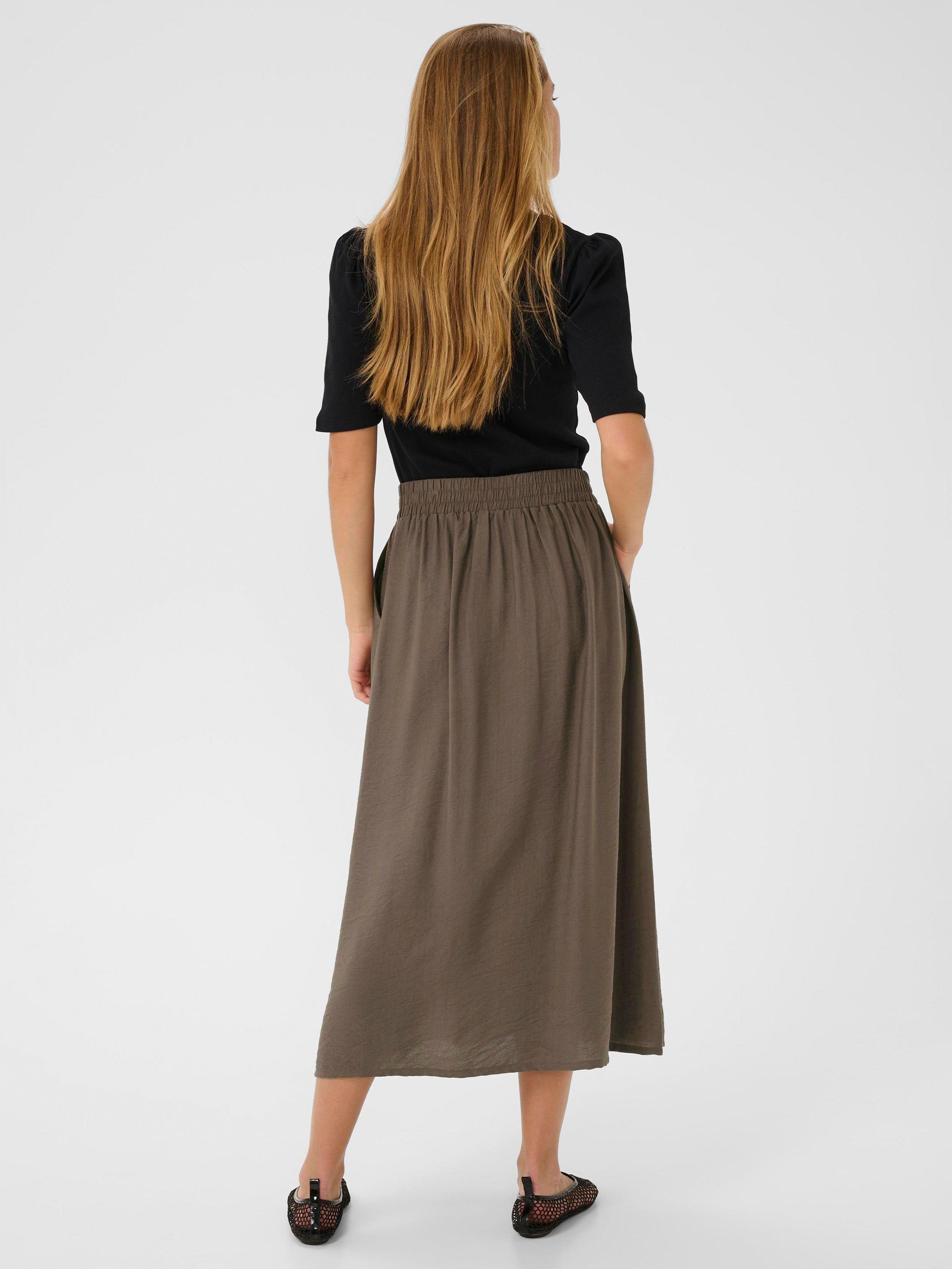 Product image 2 of 6, which shows KAFFE Rea A-Line Midi Skirt, Morel, 8