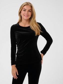 KAFFE Kelly Regular Fit Long Sleeve T-Shirt, Black Deep, Black Deep