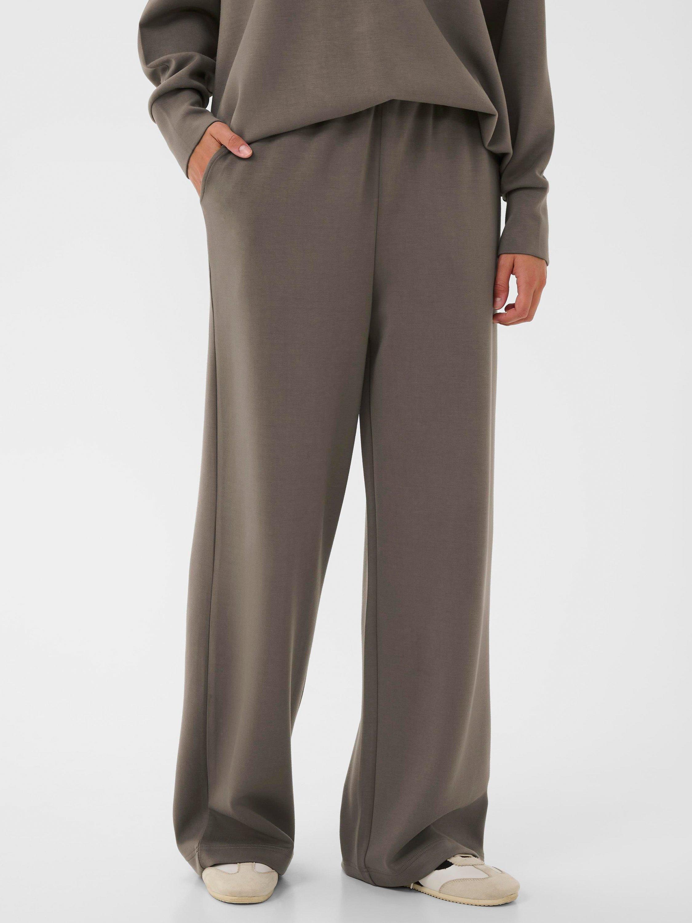 Product image 1 of 6, which shows KAFFE KAannika Wide-Leg Joggers, Morel, XS