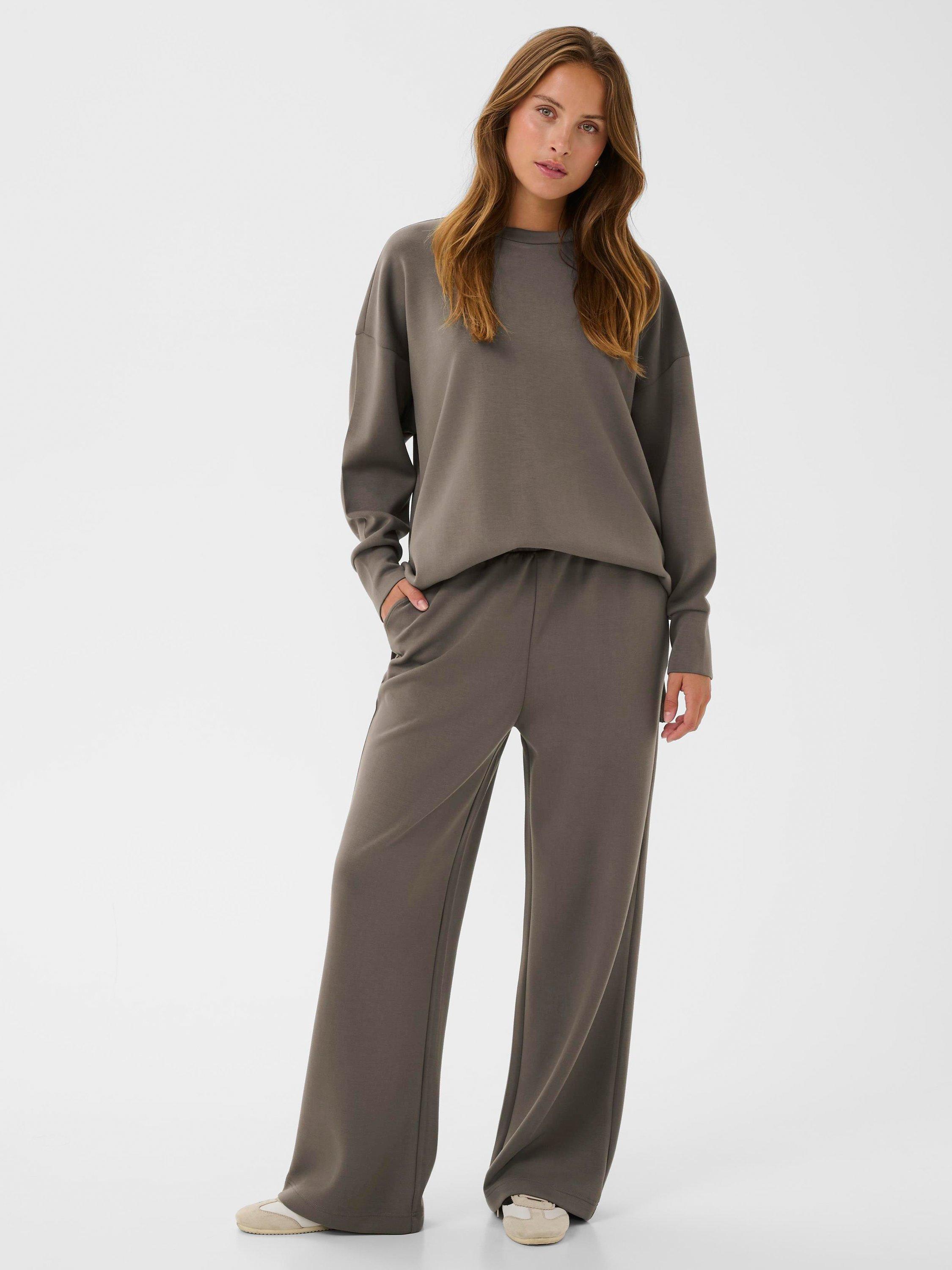 Product image 3 of 6, which shows KAFFE KAannika Wide-Leg Joggers, Morel, XS