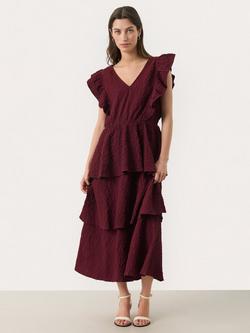 Part Two Tula Ruffle Midi Dress, Tawny Port, Tawny Port