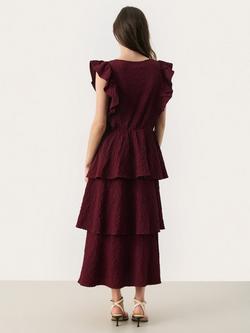 Part Two Tula Ruffle Midi Dress, Tawny Port - view 2, Tawny Port