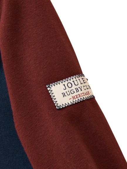 Joules Kids' Harlequin Cotton Long Sleeved Rugby Shirt, Multi - view 2, Multi