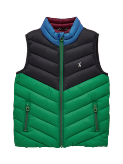 Joules Kids' Crofton Colour Block Gilet, Multi, Multi