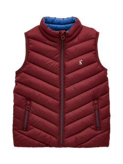 Joules Kids' Crofton Zipped High Neck Gilet, Port, Port