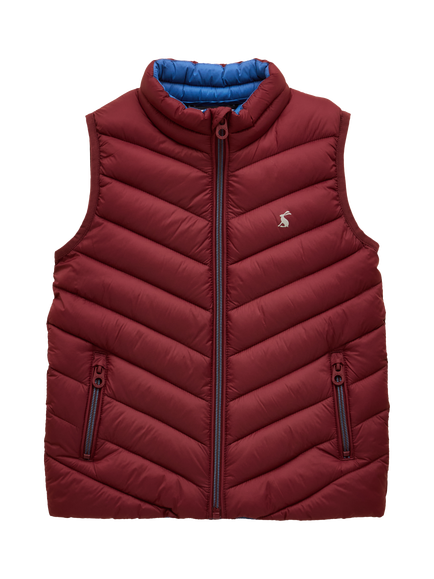 Joules Kids' Crofton Zipped High Neck Gilet, Port, Port