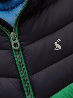 Joules Kids' Carin Colour Block Puffer Coat, Multi - view 2, Multi