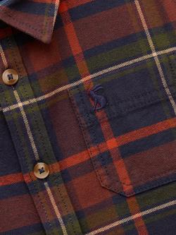 Joules Kids' Cotton Long Sleeved Tartan Shirt, Navy - view 2, Navy