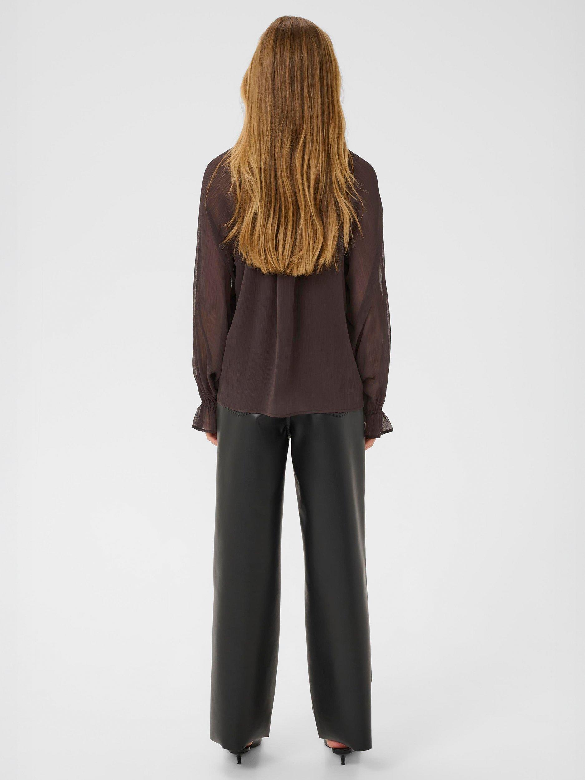 Product image 2 of 6, which shows KAFFE Mila Long Sleeve Blouse, Black Coffee, 8