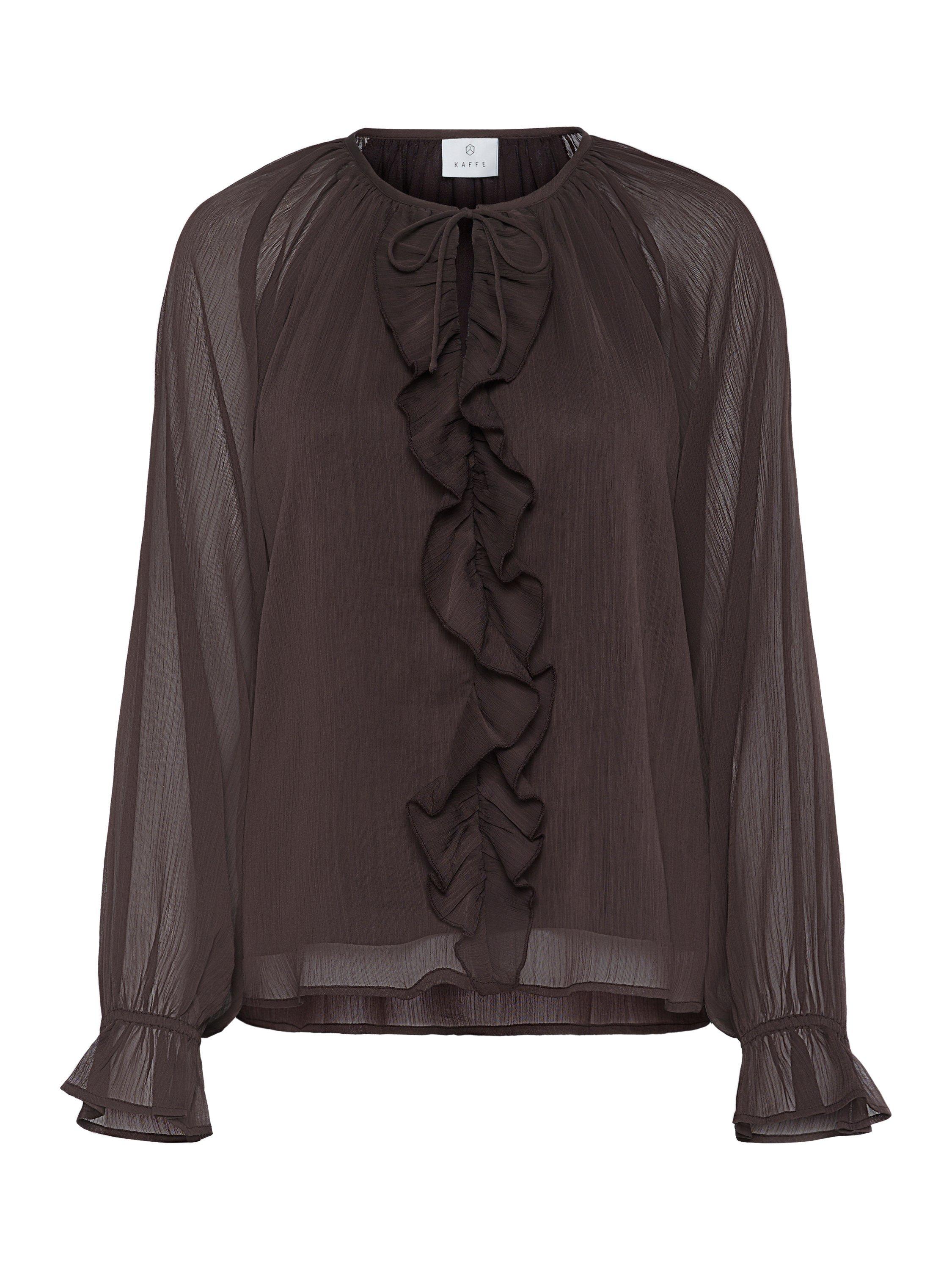 Product image 5 of 6, which shows KAFFE Mila Long Sleeve Blouse, Black Coffee, 8