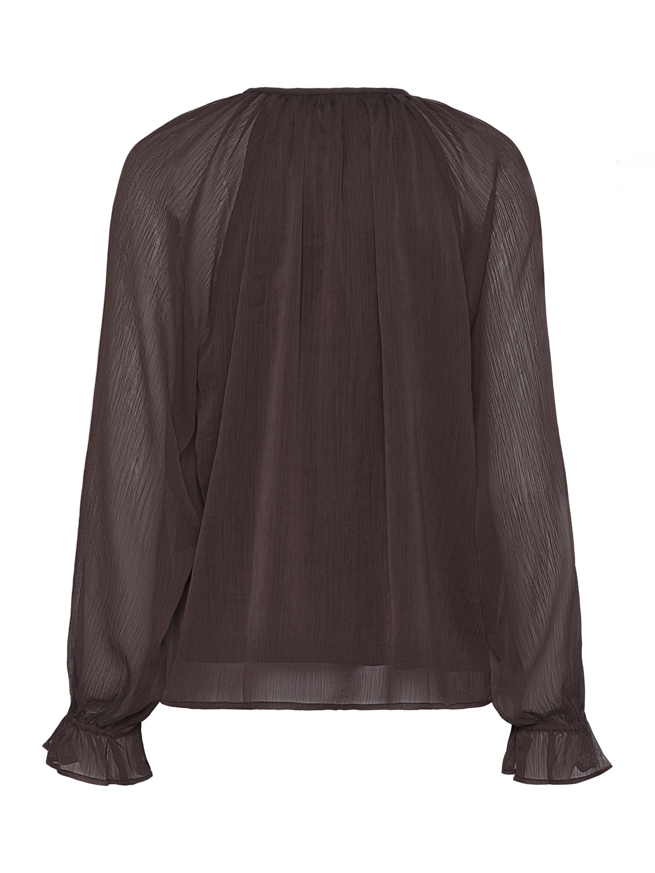 Product image 6 of 6, which shows KAFFE Mila Long Sleeve Blouse, Black Coffee, 8
