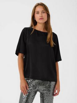 KAFFE Lotte Short Sleeve Blouse, Black Deep