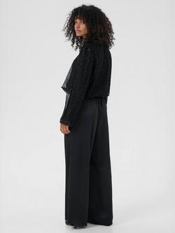 KAFFE Otilia Sequin Lace Top, Deep Black - view 2, Deep Black