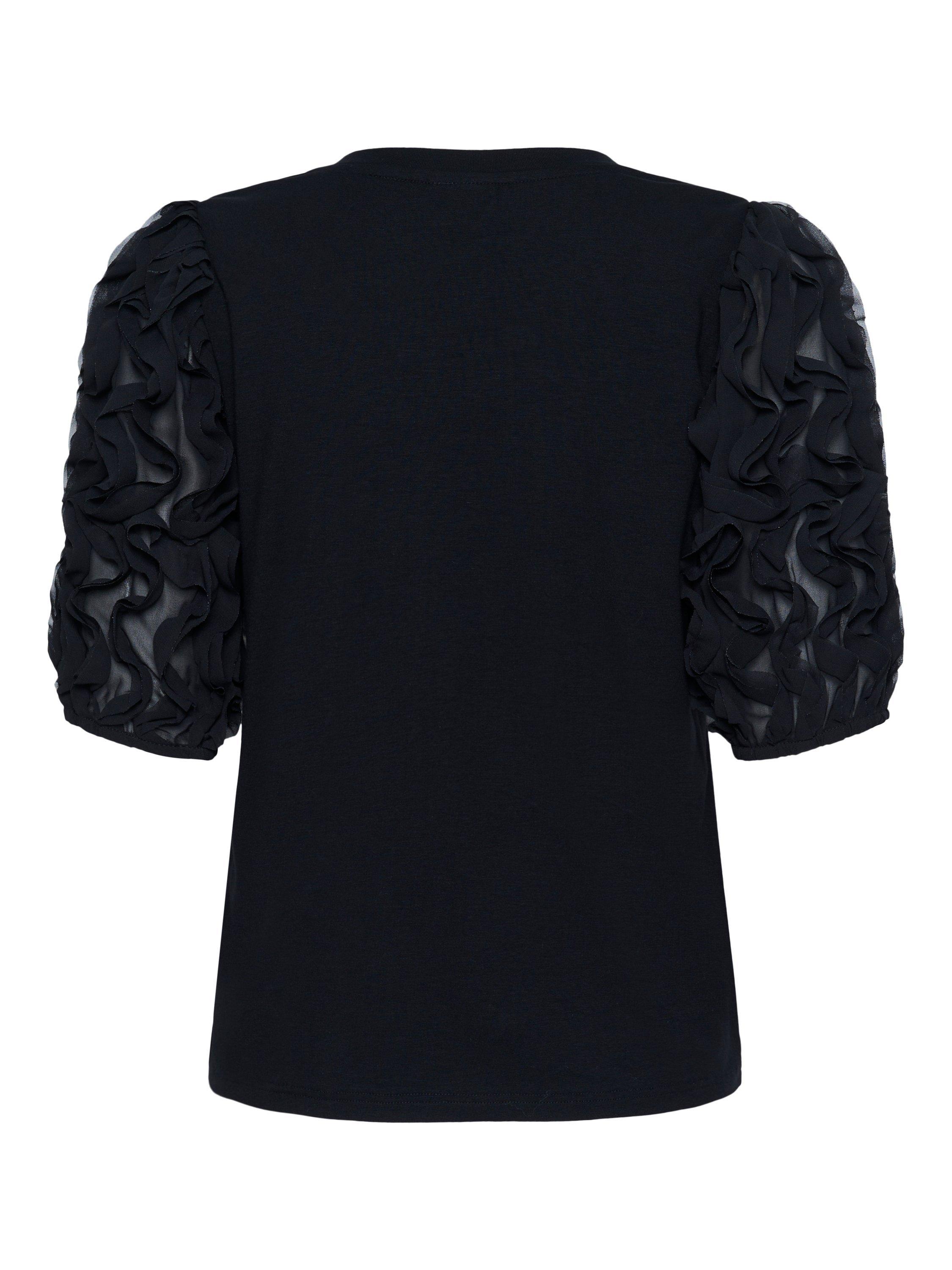 Product image 6 of 6, which shows KAFFE Linda Frill T-Shirt, Black Deep, XS