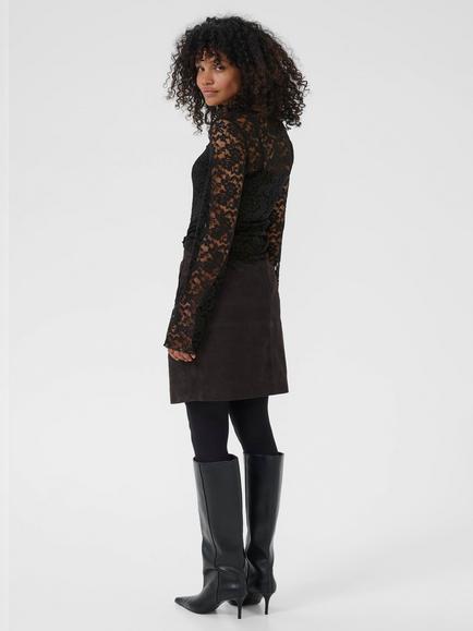 KAFFE KAmerlan Regular Fit Long Sleeve Floral Lace Top, Black - view 2, Black