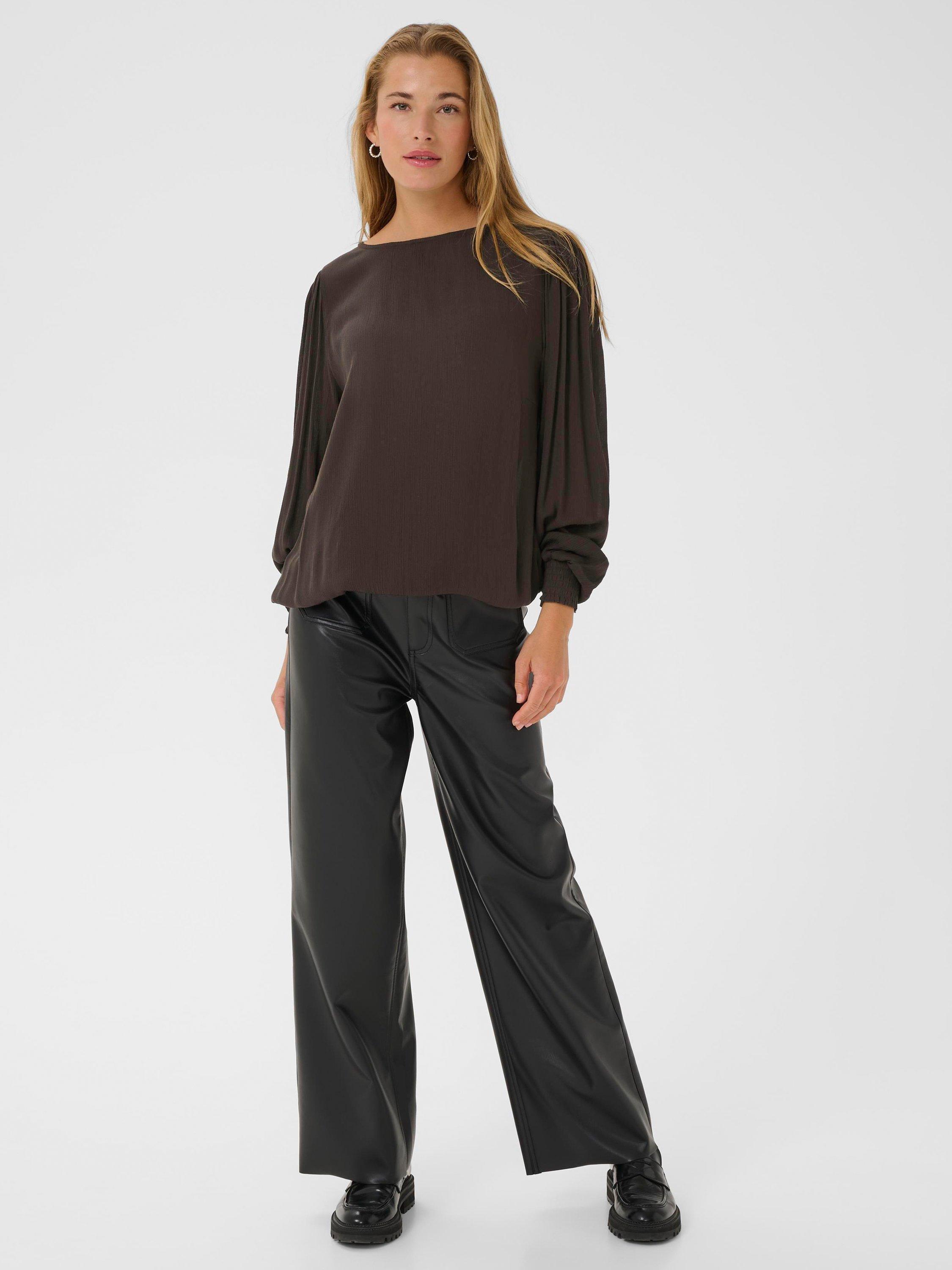 Product image 2 of 5, which shows KAFFE Stina Amber Long Sleeve Top, Black Coffee, 8