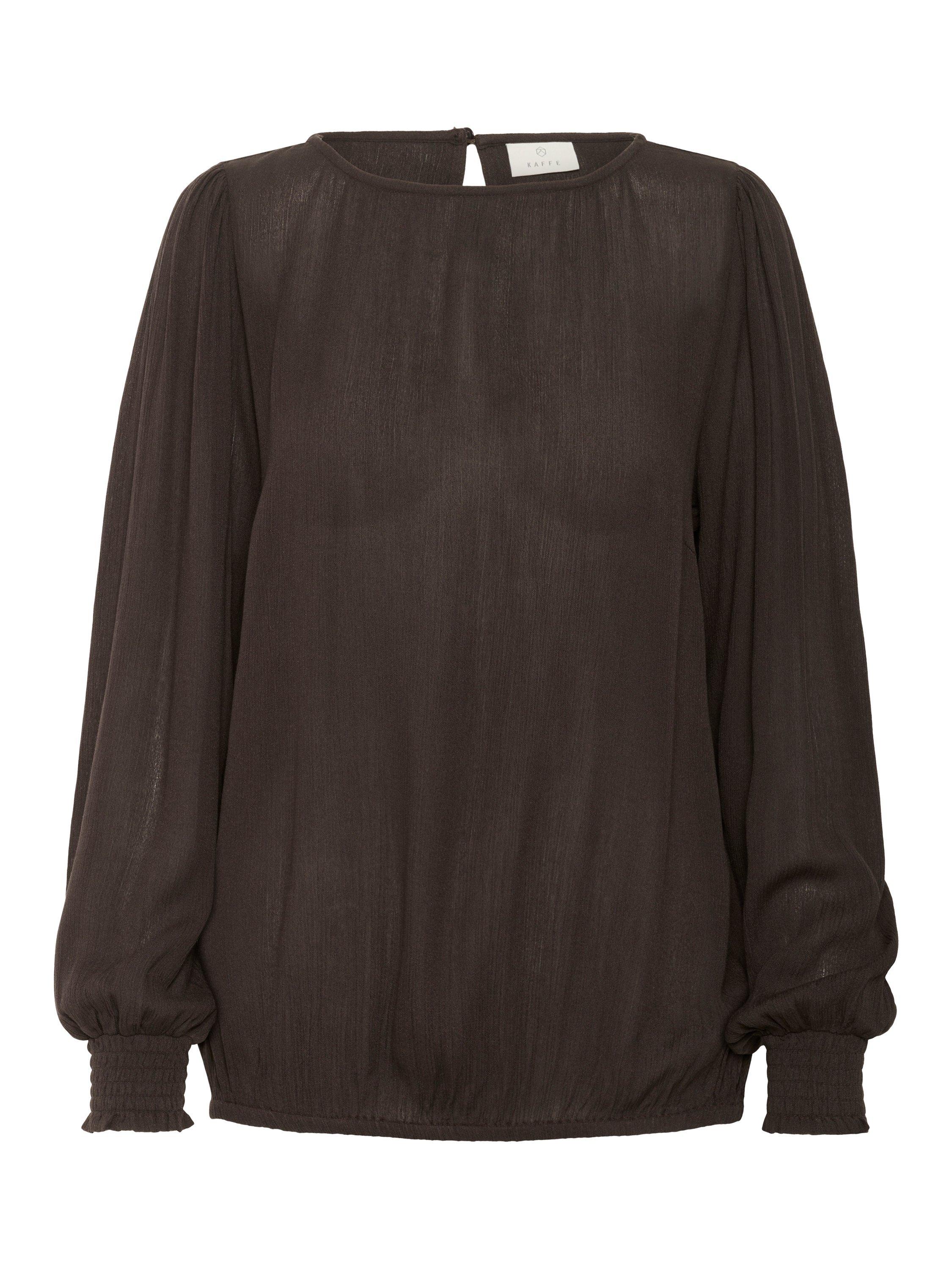 Product image 4 of 5, which shows KAFFE Stina Amber Long Sleeve Top, Black Coffee, 8
