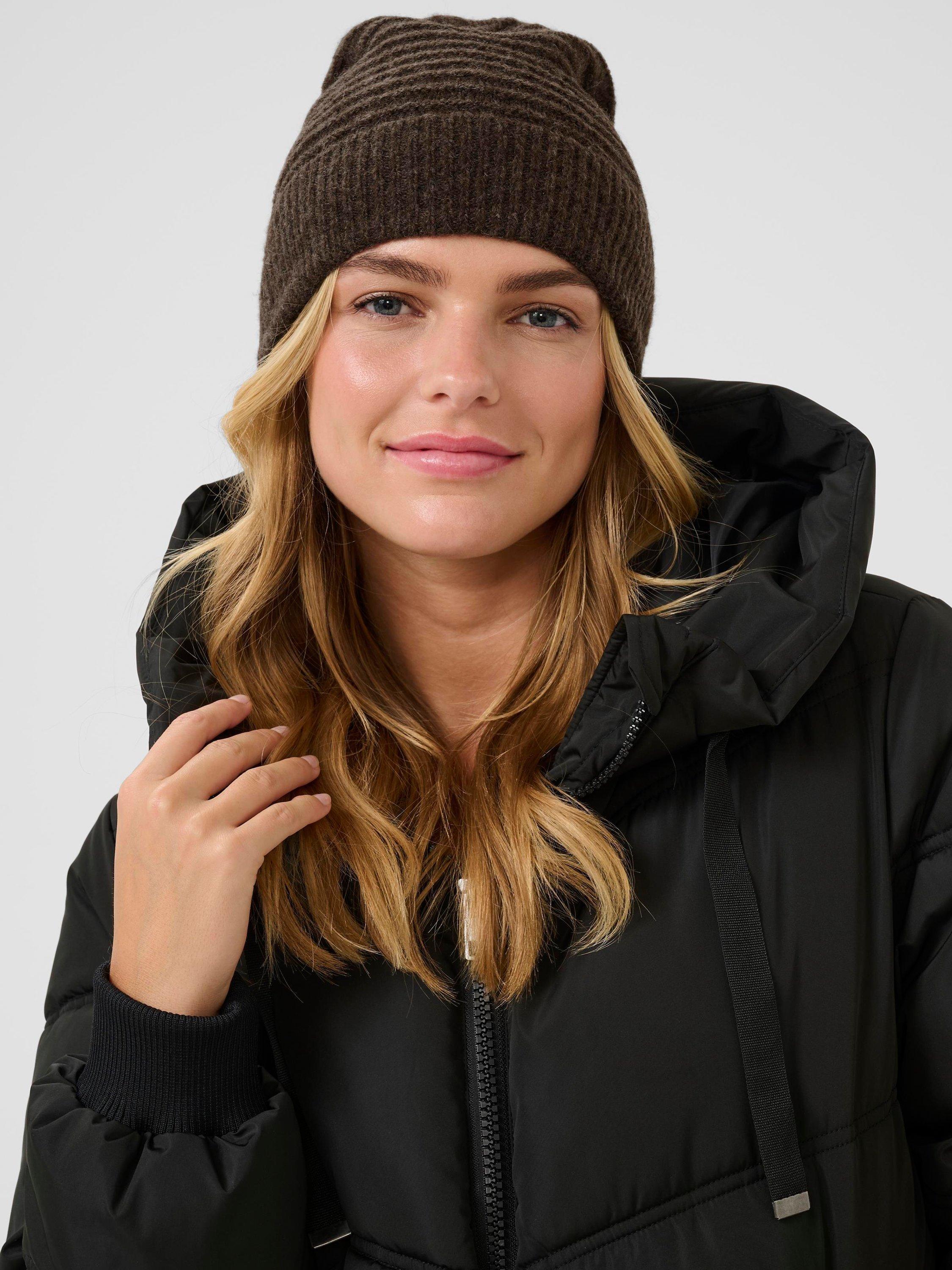 Product image 2 of 3, which shows KAFFE Abigail Beanie, Seal Brown Melange, One Size