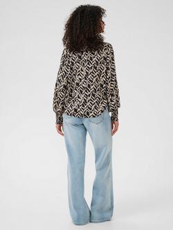 KAFFE Dina Geometric Top Containing LENZING™ ECOVERO™ Viscose - view 2, Black/Feather Grey