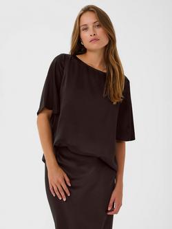 KAFFE Lotte Short Sleeve Blouse, Black Coffee
