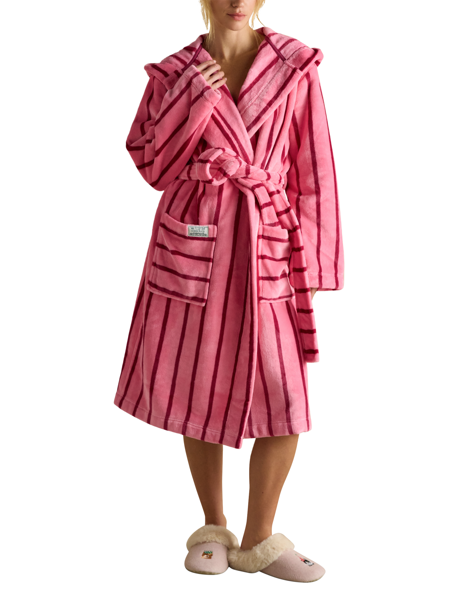 joules luna cream/blue stripe fleece dressing gown with hood Buy Joules Luna Pink Stripe Fleece Dressing Gown with Hood from Next  Portugal