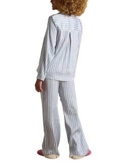 Joules Satin Pyjama Set, Pale Blue/Multi - view 2, Pale Blue/Multi