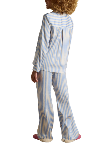 Joules Satin Pyjama Set, Pale Blue/Multi - view 2, Pale Blue/Multi