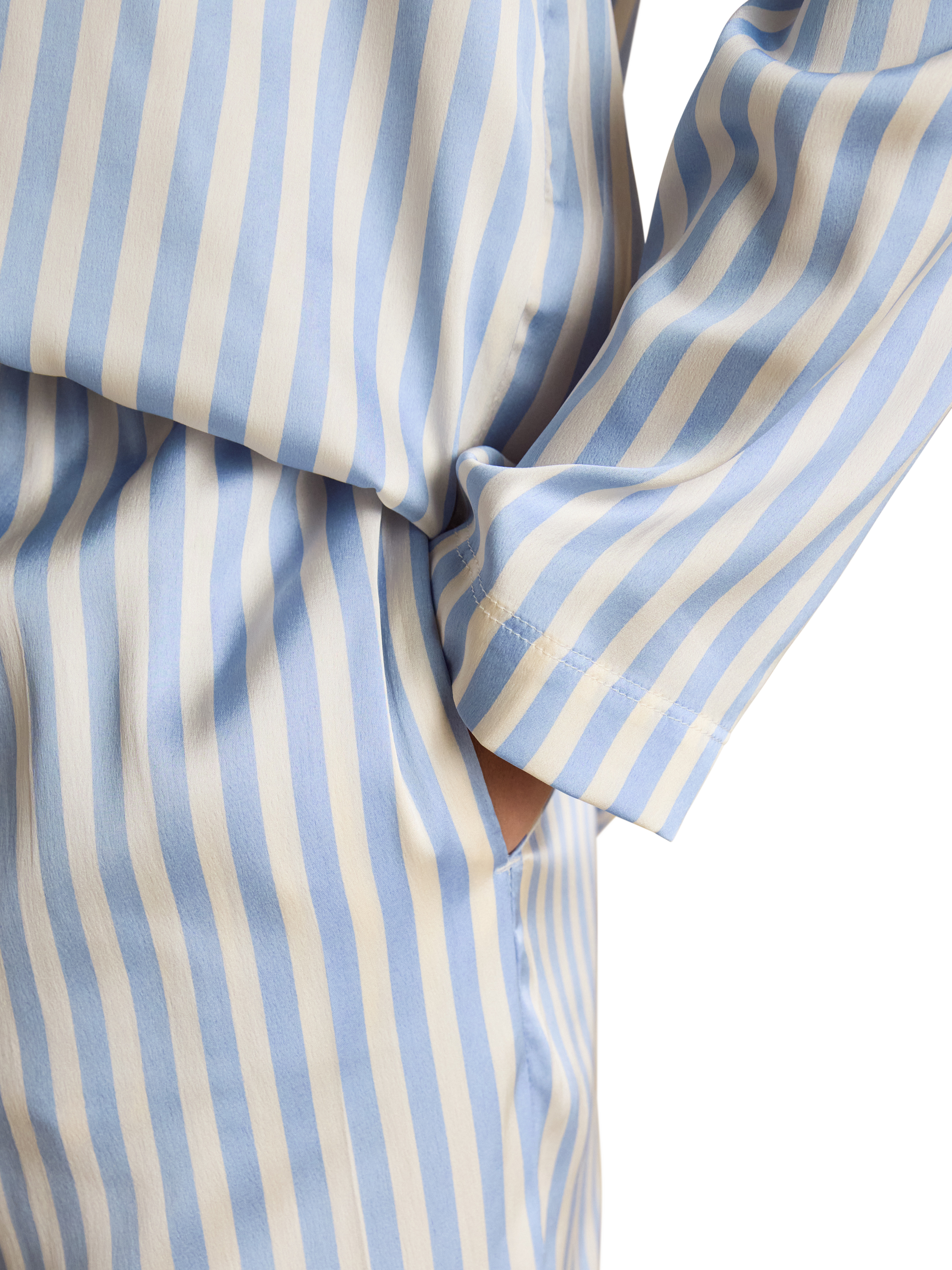 Product image 4 of 8, which shows Joules Satin Pyjama Set, Pale Blue/Multi, XS Reg