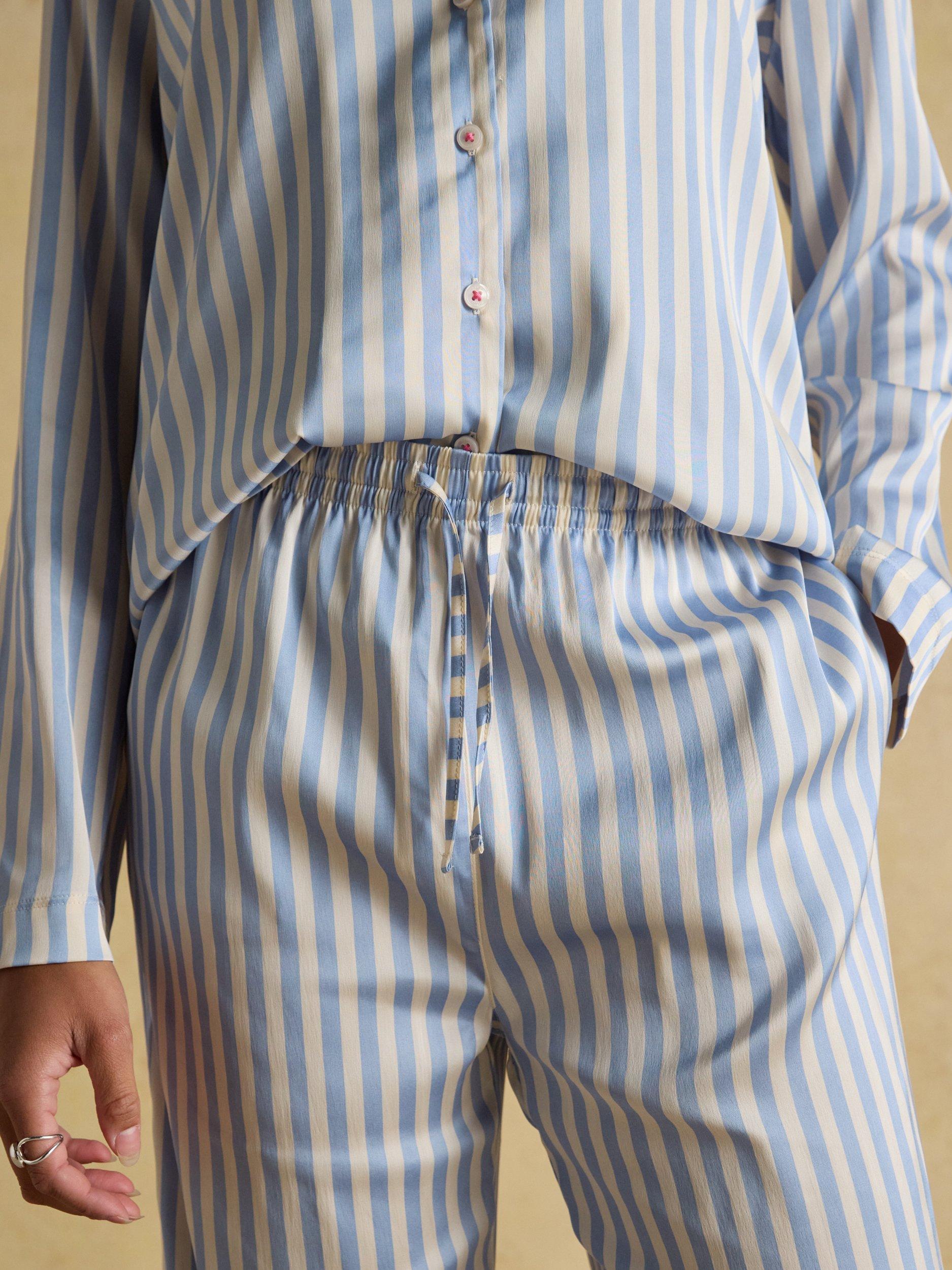 Product image 7 of 8, which shows Joules Satin Pyjama Set, Pale Blue/Multi, XS Reg