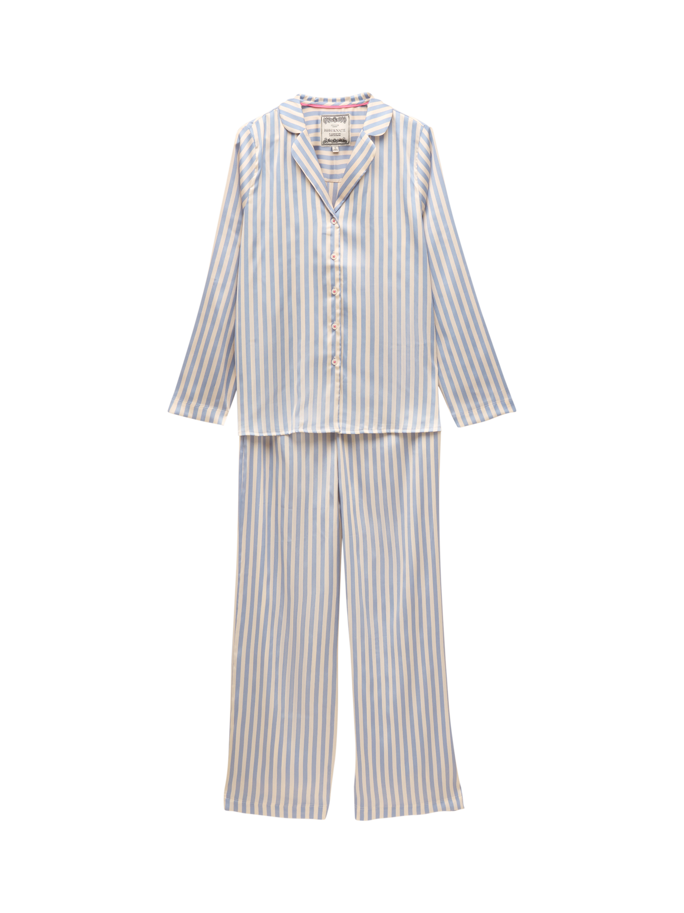 Product image 8 of 8, which shows Joules Satin Pyjama Set, Pale Blue/Multi, XS Reg