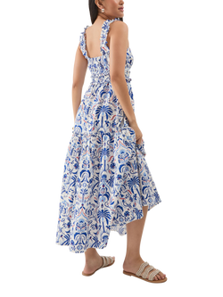 Accessorize Ornamental Tiered Maxi Dress, Blue/Multi - view 2, Blue/Multi