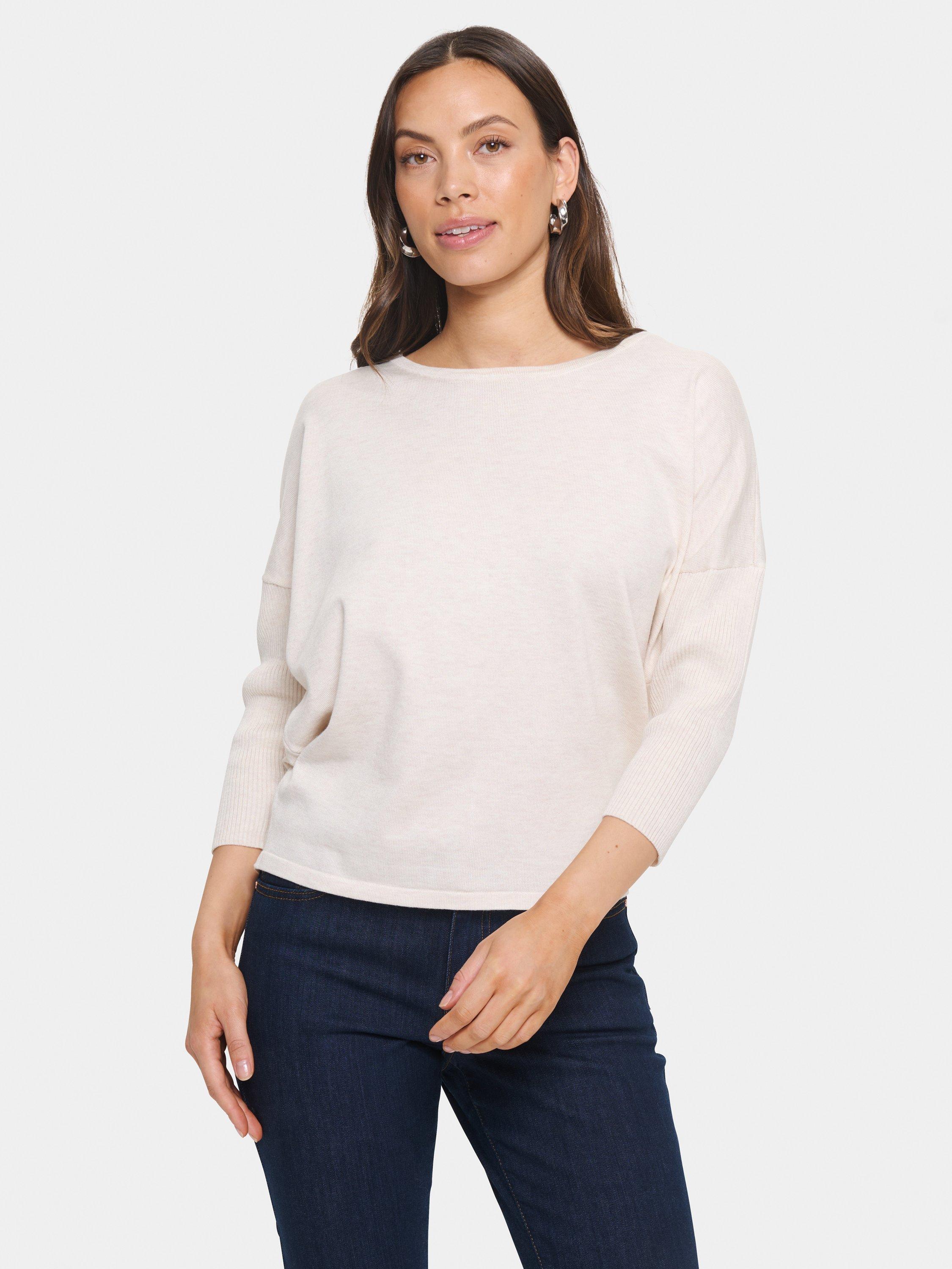 Product image 1 of 6, which shows Saint Tropez MilaSZ Round Neck Pullover Jumper, Fog Melange, XS